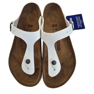 🆕️ NWT - Birkenstock Gizeh White Birko-Flor Thong Sandals Mens 6 Womens 8 EU 39